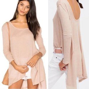 FREE PEOPLE The Incredible Top, Light Pink Cotton Oversized Assymetrical Boho XS